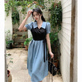 Load image into Gallery viewer, [JIGUJIGU Series] ★One Piece★ Short Sleeve Dress Switching Fake Layered Large Size Blue Blue
