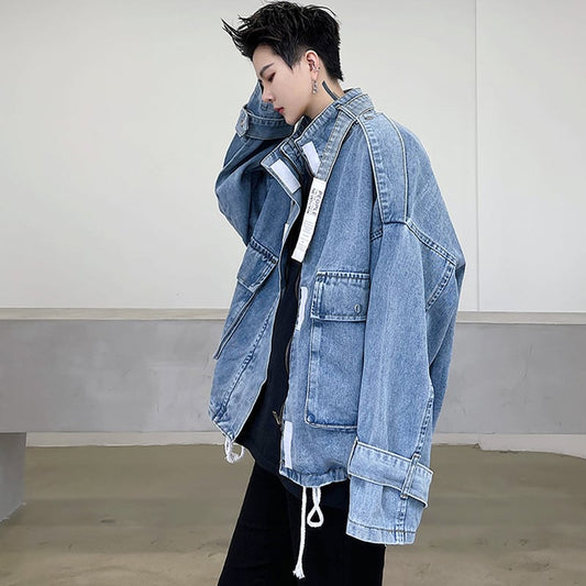 [Kouisha Series]★Denim Jacket★ Outerwear Unisex Men's Blue Blue SML XL Cool