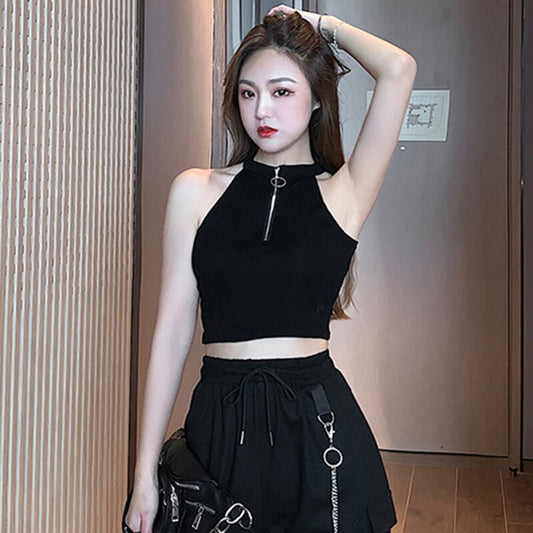 [DUOMIAOTU Series]★Camisole★ Tank Top Women's Black Black Fashion Slimming