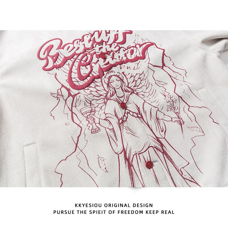 [KKyesiou Series]★Jacket★ Outerwear Unisex Men's Angel Pattern Color Scheme Stylish