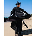 Load image into Gallery viewer, [Da Qinglong Shu Series] ★Chinese style dress + belt★ Long length Chinese clothes Improved Han clothes V neck Switching Black Black
