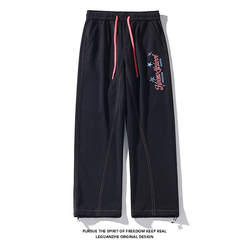 [BIGEMAN Series]★Casual Pants★ 2color Bottoms Pants Men's Large Size Alphabet Beige Black