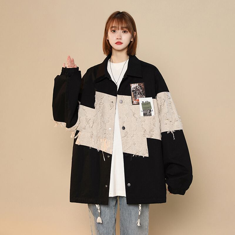 [Fujiiman Series] ★Jacket★ Outerwear 3color switching Unisex Unique black green brown