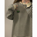 Load image into Gallery viewer, [BIGEMAN Series] ★Tops★ 2color Horizontal striped pattern long sleeve tops Unisex Men's Large size Black Coffee color
