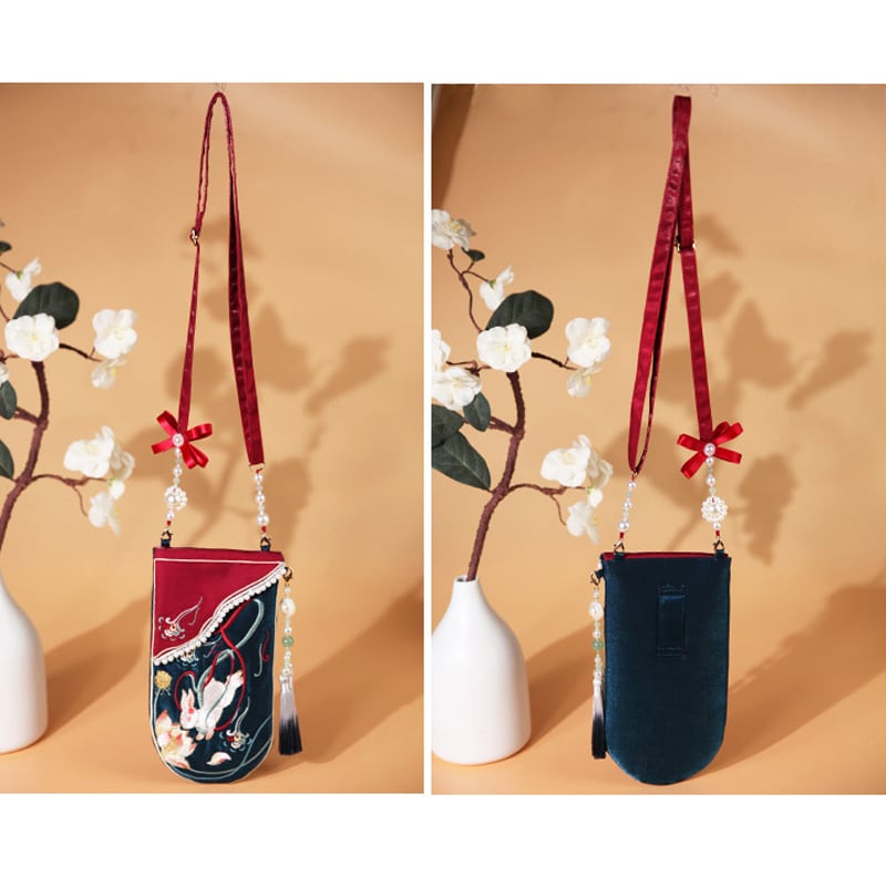 [Saiun Inki Series] ★China style bag★ Shoulder bag with decorations cute embroidery rabbit rabbit