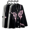 Load image into Gallery viewer, [KKYESIOU Series]★Sweater★ 2color Cardigan Tops Unisex Men's Butterfly Black Gray
