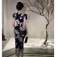 Load image into Gallery viewer, [NANA Series] ★China-style dress★ Improved cheongsam dress, sexy, floral pattern, slit, short sleeves, slimming fit
