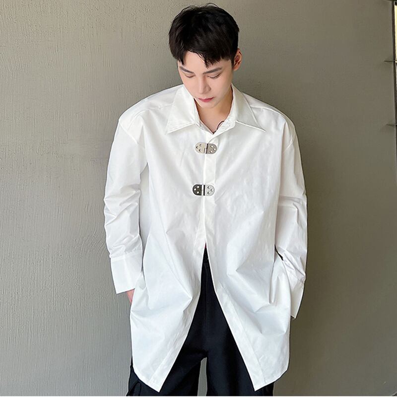 [XIAOQI Series]★Shirt★ 2color Tops Unisex Men's Design Long Sleeve Shirt Black White