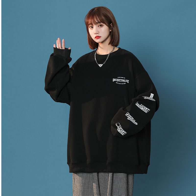 [Fujiiman Series] ★Tops★ 4color Unisex Fake Layered Alphabet Black Beige White Gray