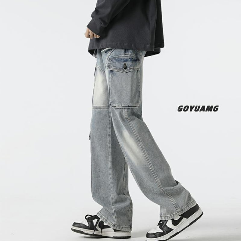 [Emeisa Series]★Pants★ Casual Pants 3color Unisex Men's Denim Pants Black Blue Coffee Color