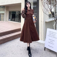 Load image into Gallery viewer, [Dong Xiaojie Series] ★Checked pattern dress★ Large size women's dress Coffee color Commuting Literary style
