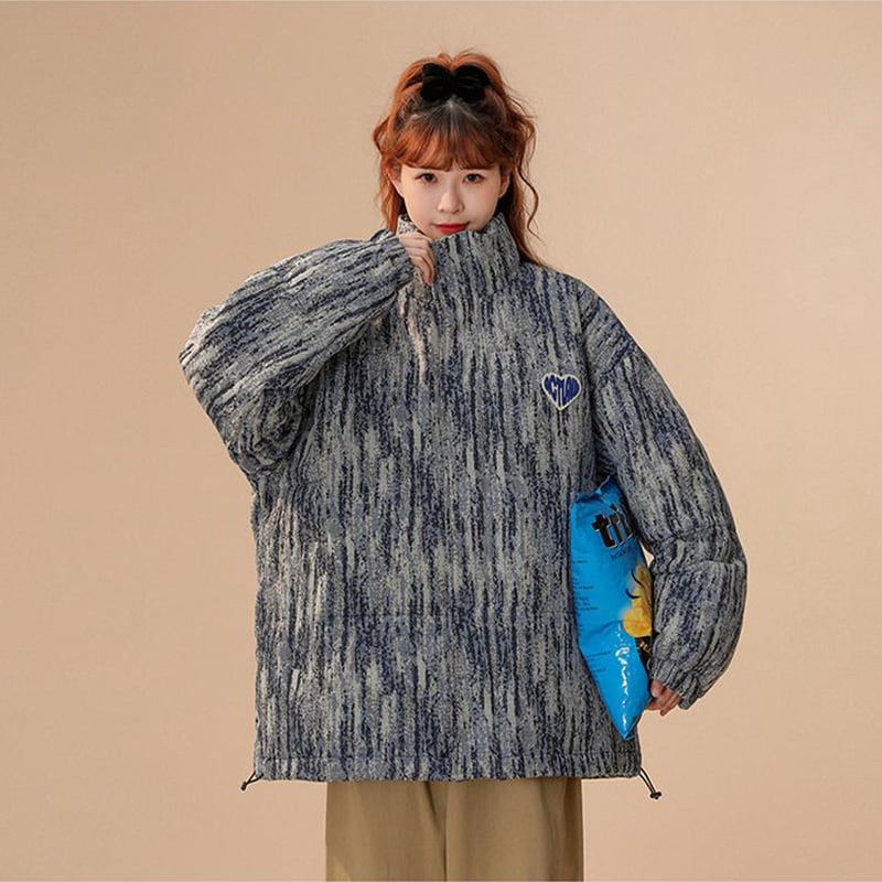 [Ushiomiomi Series] ★Winter Coat★ 2color Cotton Coat Unisex Men's Print Retro ML XL 2XL 3XL