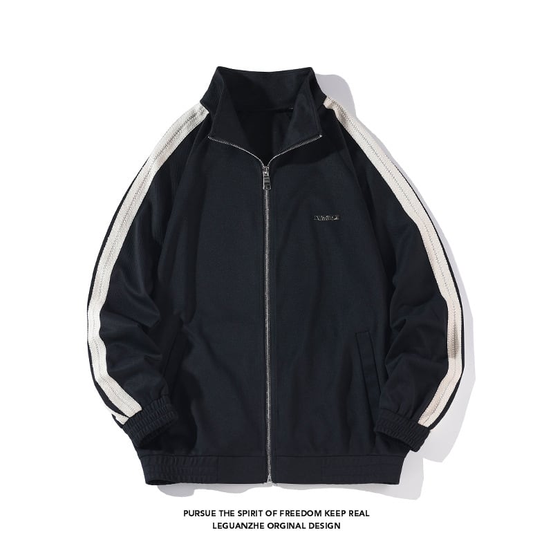 [BIGEMAN Series]★Jacket★ Outerwear 2color Unisex Men's Large Size Vertical Stripes Black Blue Simple