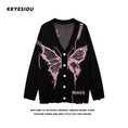 Load image into Gallery viewer, [KKYESIOU Series]★Sweater★ 2color Cardigan Tops Unisex Men's Butterfly Black Gray
