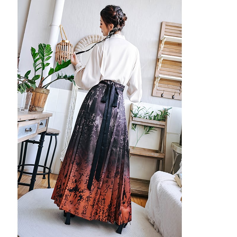 [Kokaisha---Shinkyo Series] ★Chinese style skirt★ 2color Maki skirt gradation Hanfu skirt Chinese elements