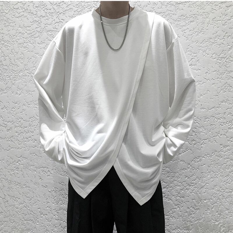 [Emeisa Series] ★Tops★ 3color T-shirt Slit Unisex Men's Design Gray Black White