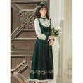 Load image into Gallery viewer, [Nan Kemu Series] ★One Piece★ Long Length Velvet Embroidery Women's Commuting Date Green Green SML XL
