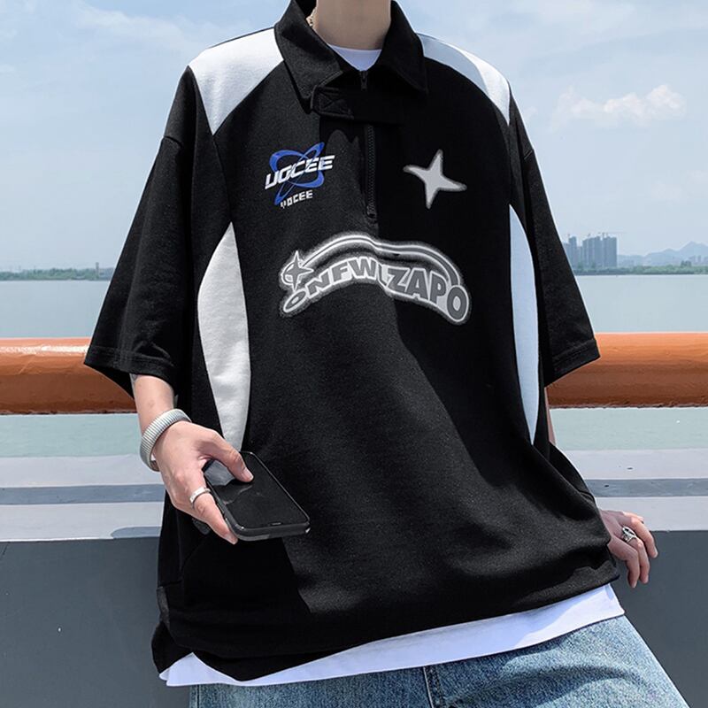 [NANSHI Series]★POLO Shirt★ 2color Tops Unisex Men's ML XL 2XL Black White