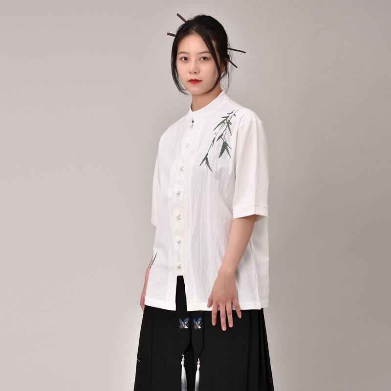 [HANZHU Series]★Chinese style shirt★ Tops 2color Unisex Men's Large Size Bamboo Pattern Chinese Clothes Casual