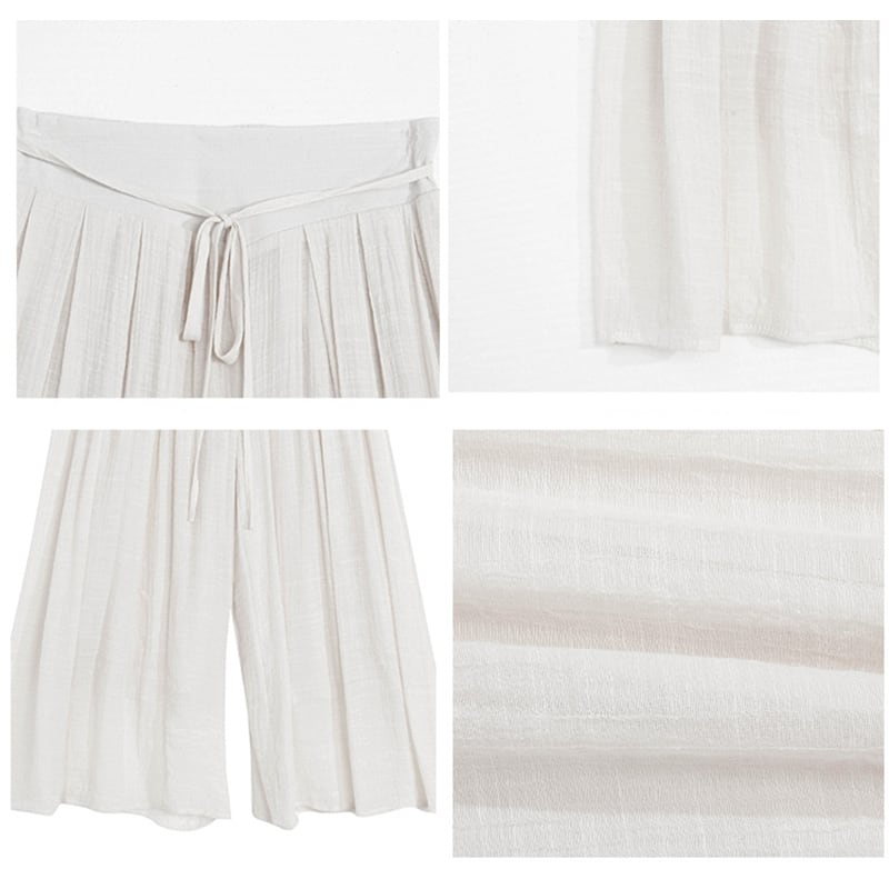 [White Sake Series] ★ Gaucho Pants ★ Bottoms Elastic Waist Plain Ladies Date Improves Temperament Simple