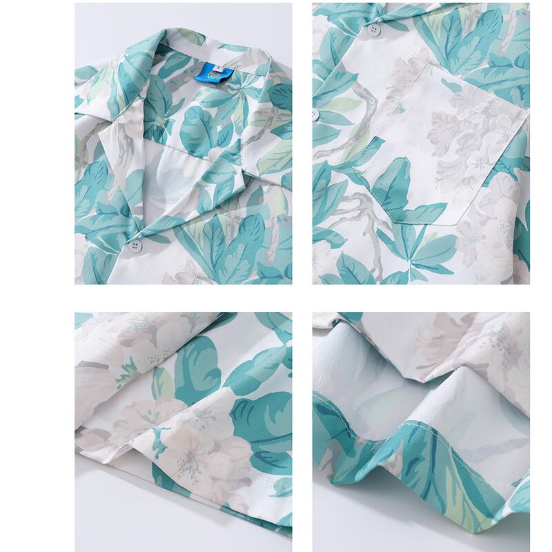 [JINKESEN Series]★Shirt★ 2color Aloha Shirt Okinawa Hawaii Tops Short Sleeve Shirt Unisex Men's Floral Pattern Shirt Green