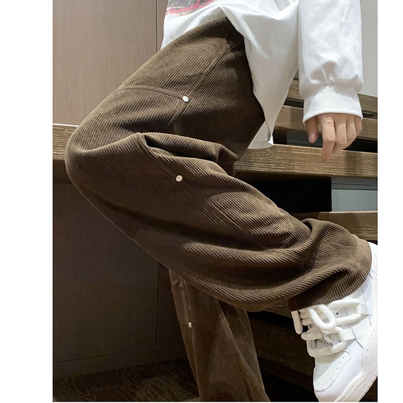 [DFBL Series]★Casual Pants★ 3color Bottoms Trousers Corduroy Unisex Men's Black Coffee Color Gray