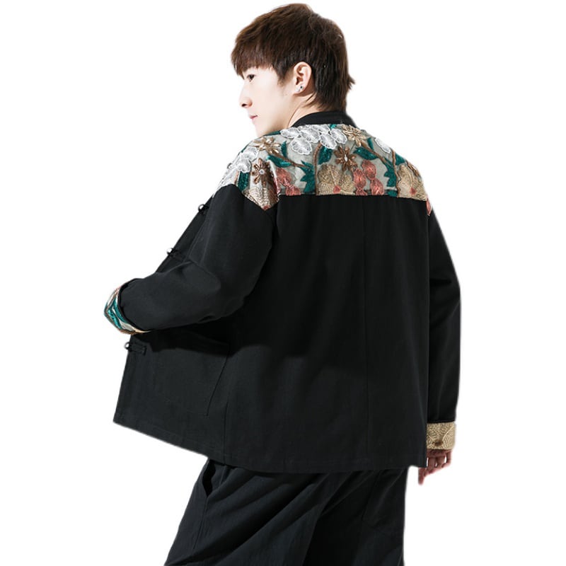 [Psycho Series]★China style outerwear★ Men's 2color jacket, large size, embroidery, China button, spring/autumn