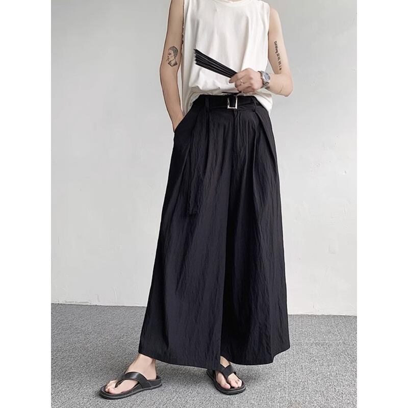 [DISHENHU Series]★China style trousers★Bottoms Gaucho pants Eight-quarter length Nine-quarter length Unisex Men's Black Black