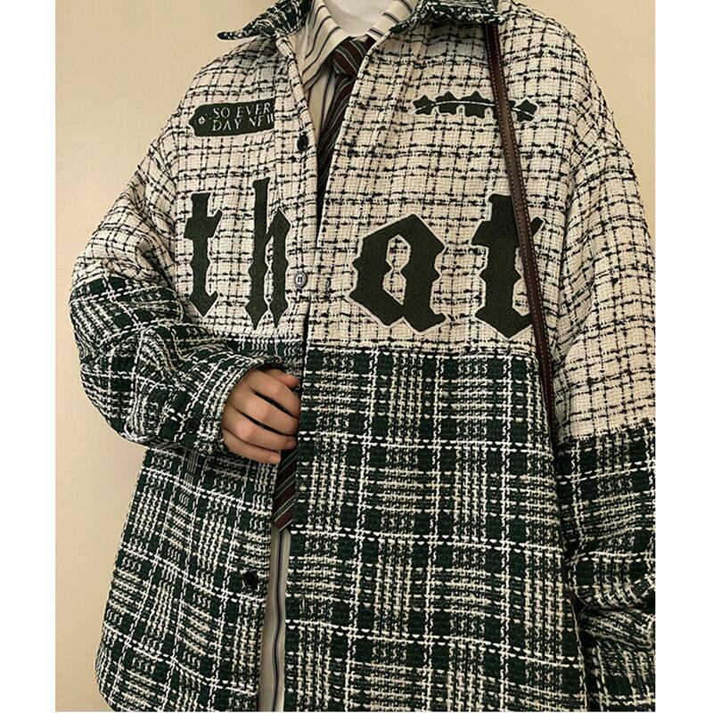 [YOULIN Series] ★Outer★ 3color Unisex Men's Plaid Pattern Coffee Color Green Black