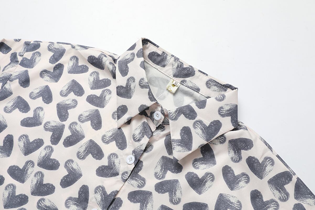 [Queen Series]★Retro Shirt★ Tops Heart Print ML XL Cute Loose Harajuku Style