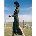 Load image into Gallery viewer, [Da Qinglong Shu Series] ★China style dress★ 2 colors Green or blue Velvet High neck Slim Slimming Feminine
