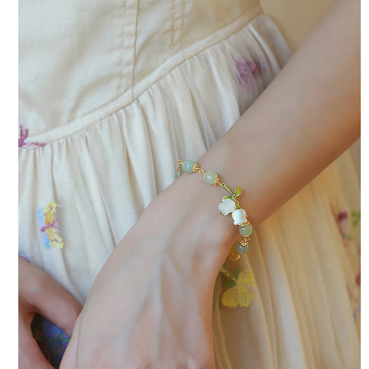 [SOME Jade Series]★China style bracelet★ Bracelet ladies accessories Lily of the Valley, Suzuran, White, Green