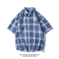 Load image into Gallery viewer, [BIGEMAN Series]★Setup★ Shirt + Shorts 2color Unisex Men's Large Size Plaid Pattern Blue Black Gray
