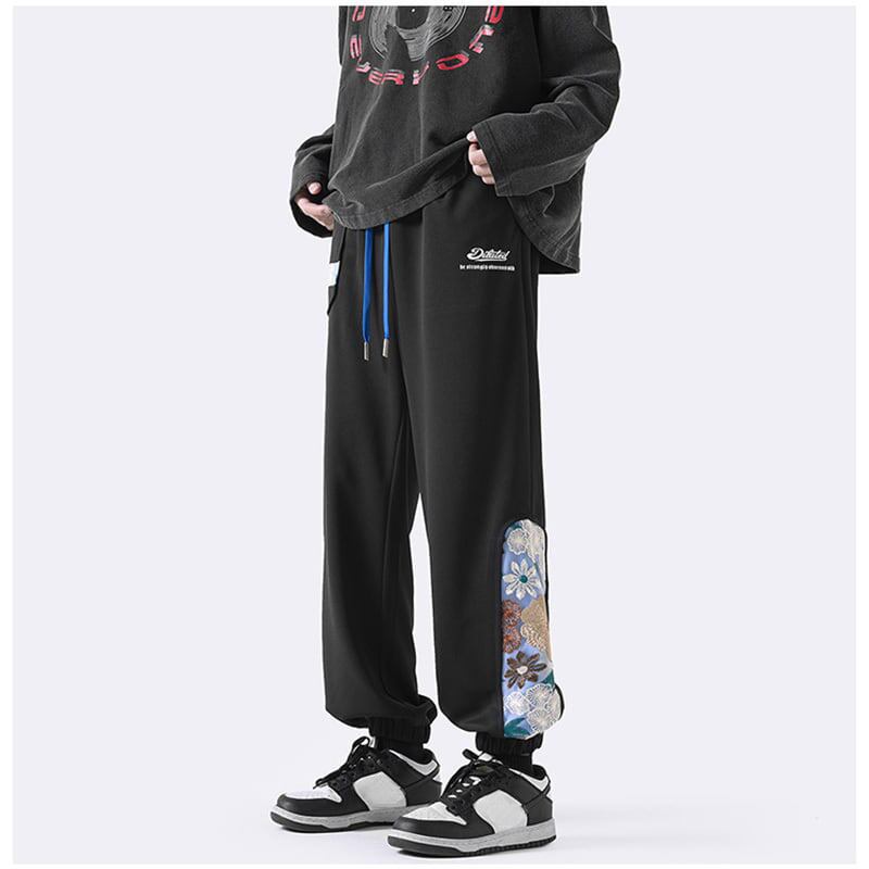 [BIGEMAN Series]★China style trousers★Casual pants 2color embroidery floral pattern unisex large size spring clothes