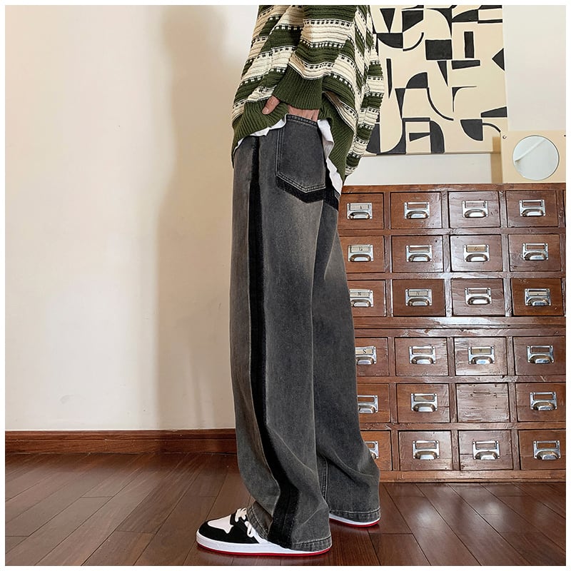 [V37 Series]★Denim Pants★ 2color Bottoms Unisex Men's Trousers Casual Simple Easy to Match