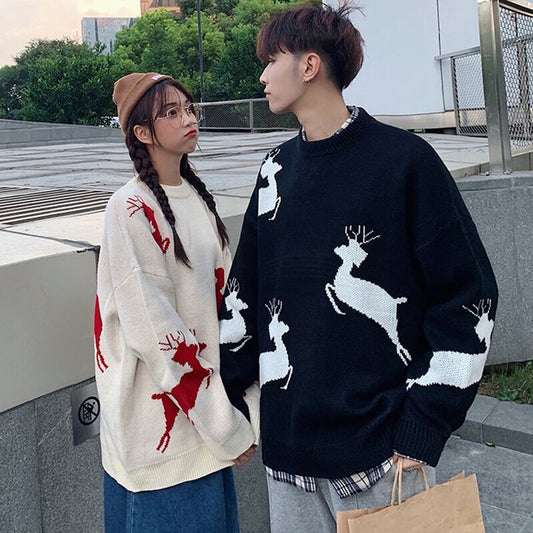 [CNCN Series]★Sweater★ 3color Tops Christmas New Year Deer Unisex Men's Red Black Beige