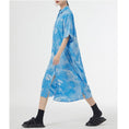 Load image into Gallery viewer, [YIDAO Series]★Shirt dress★ 2color long shirt print retro floral pattern loose blue gray summer clothes
