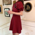 Load image into Gallery viewer, [KEKE Series]★China Dress★ 2color Short Length Date, Graduation Ceremony, Wedding, Slimming Chinese Clothing SML Red Black Short Sleeve
