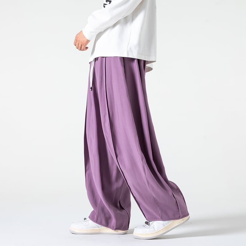 [Small Trouble Series]★China Style Pants★ 5color Gaucho Pants Unisex Men's Large Size Black Brown Wine Red Green Purple