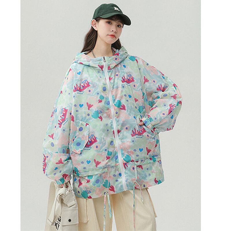 [Fujiiman Series] ★Jacket★ 2color outerwear thin spring/summer sun protection unisex men's printed graffiti