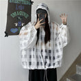 Load image into Gallery viewer, [Miyakoya Series] ★Tops★ 2 colors, plaid pattern, transparent, with hat, spring/summer, loose, black, white
