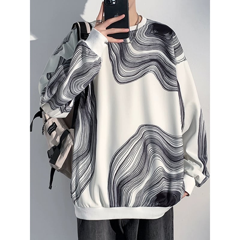 [Evil Series] ★Tops★ 3color long sleeve tops unisex men's print black white large size