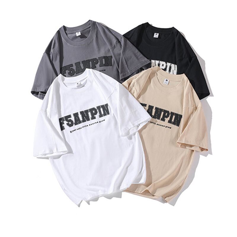 [BIGEMAN Series]★T-shirt★ Tops 4color Unisex Men's Large Size Simple Black Gray White