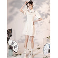 Load image into Gallery viewer, [YUEQIAO series] ★Cheongsam dress★ Short length embroidery Chinese style dress Chinese clothes White White
