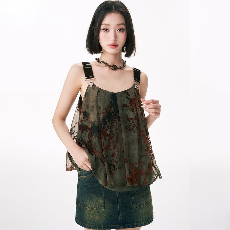 [Yangji Great Dream Series]★China style tank top★Camisole sexy slimming original green summer clothes