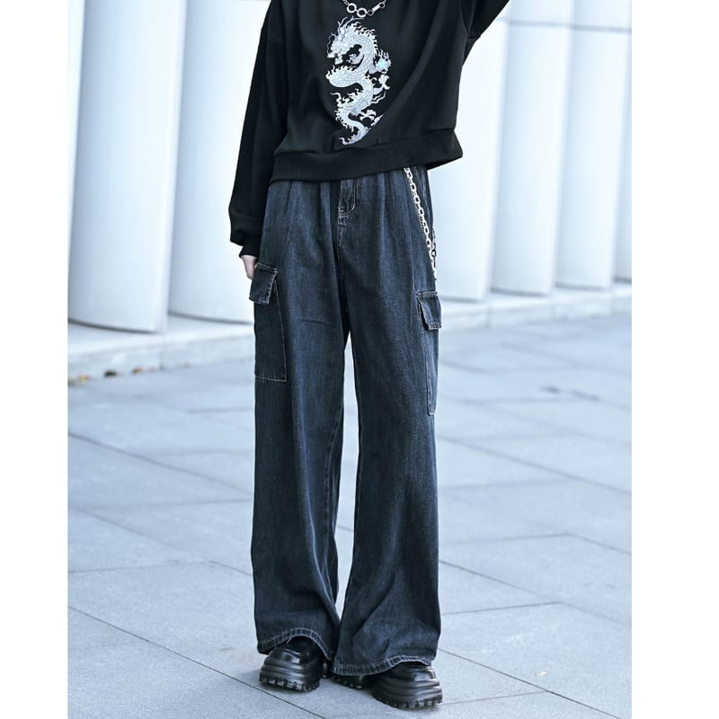 [Old Monster---Fugitive Coastline Series] ★Denim pants★ Casual pants Gaucho pants Harajuku style Street