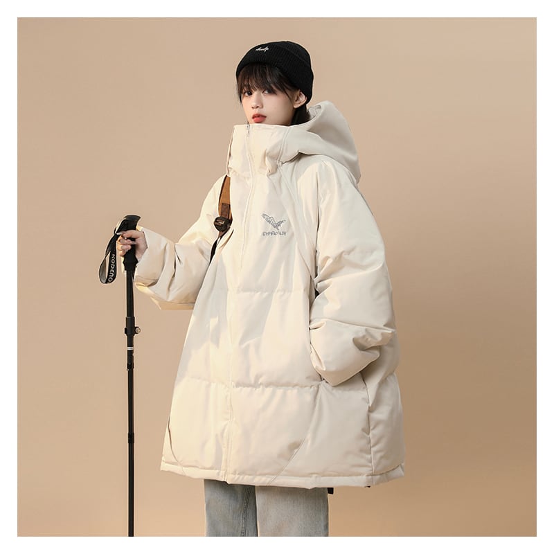 [Suikoishi Series] ★Winter Coat★ Cotton Coat Outerwear 2color Unisex Men's Simple Casual Black Beige