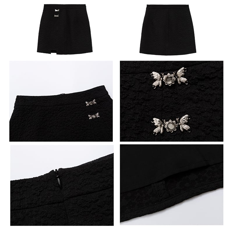 [LOVEHEYNEW series]★China style setup, single item order★ Tops or skirt, slimming black, black