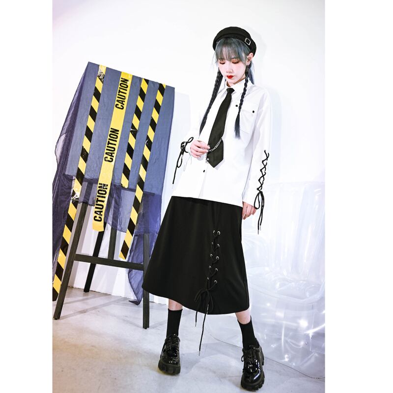 [Kokaisha---Yayo Overture Series] ★China style skirt★ Spring clothes Autumn clothes Bottoms Slit Black Black Street Black Black