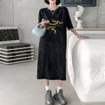 Load image into Gallery viewer, [YIDAO Series] ★T-shirt dress★ Print retro loose casual summer clothes black black
